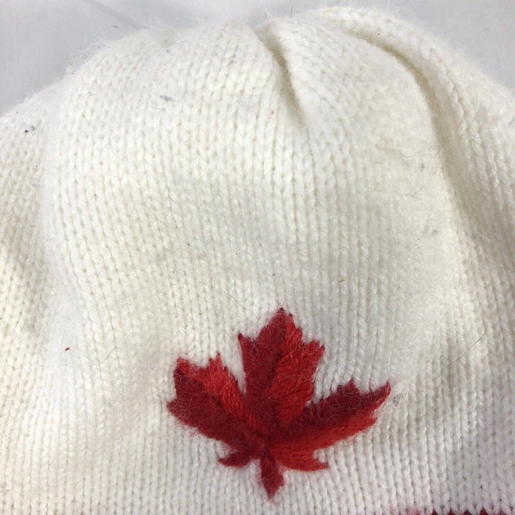 CANADA BEANIE HAT CAP WHITE ACRYLIC COTTON BLEND ONE SIZE FITS MOST MULTI COLOR - Picture 3 of 12